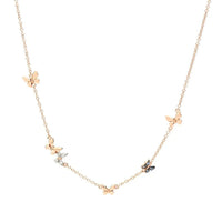 Butterfly rose gold white diamonds & sapphires Necklace - Rose Gold