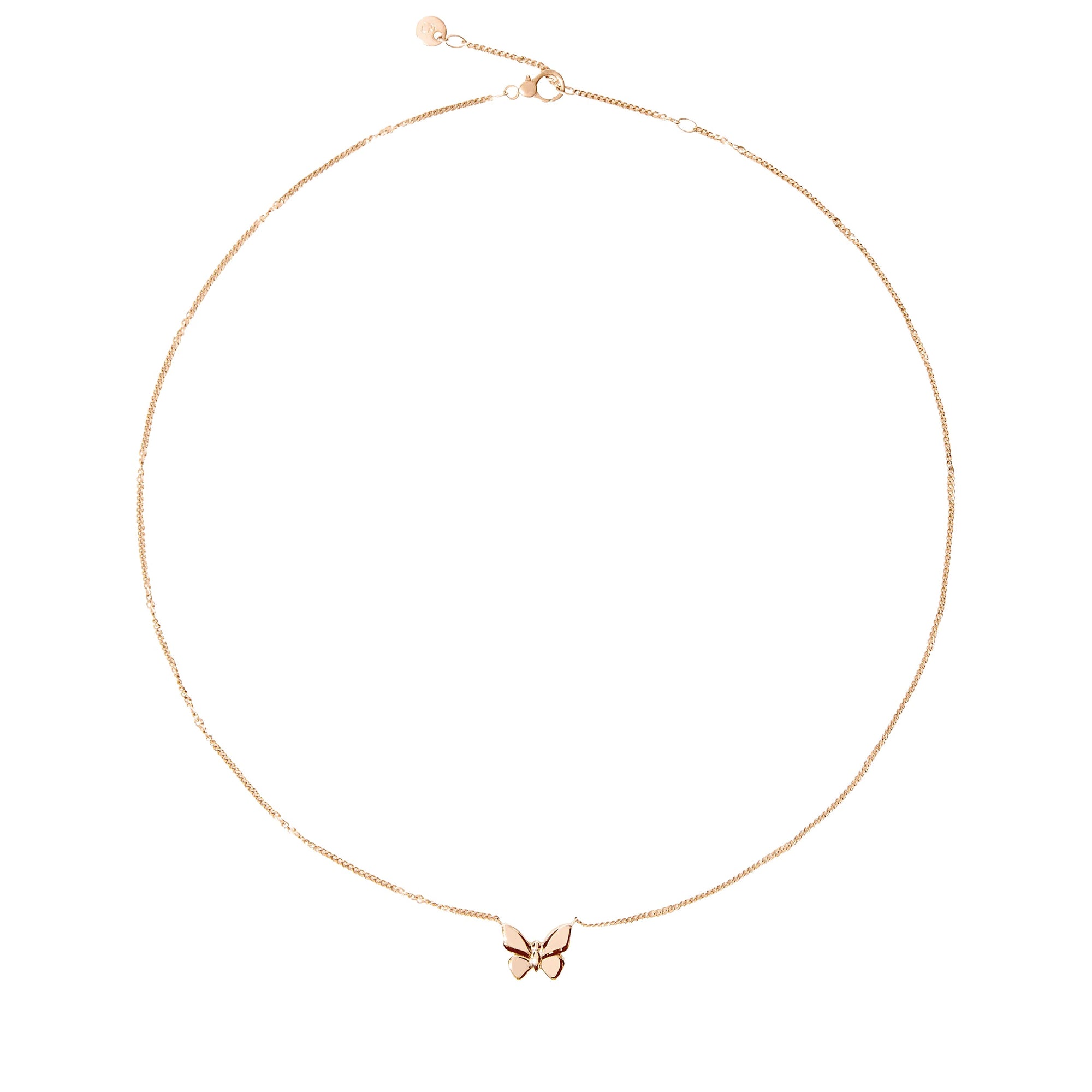 Butterffly necklace in 9K rose gold with plaquette in 9K rose gold - Rose Gold