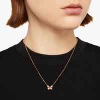 Butterffly necklace in 9K rose gold with plaquette in 9K rose gold - Rose Gold