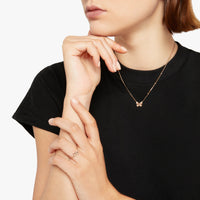Butterffly necklace in 9K rose gold with plaquette in 9K rose gold - Rose Gold
