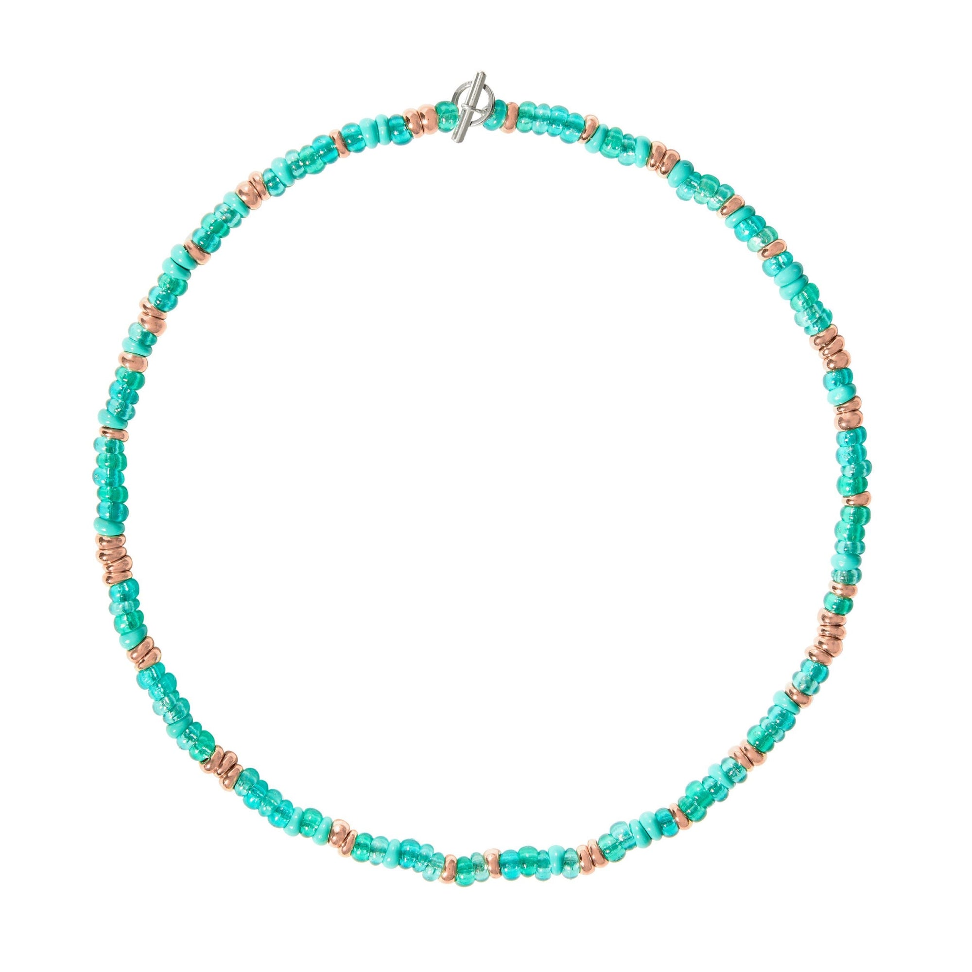 Rondelle gold plated silver & recycled plastic Necklace - Silver