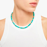 Rondelle gold plated silver & recycled plastic Necklace - Silver