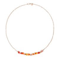 Rondelle gold plated silver & recycled plastic Necklace - Rose Gold & Orange