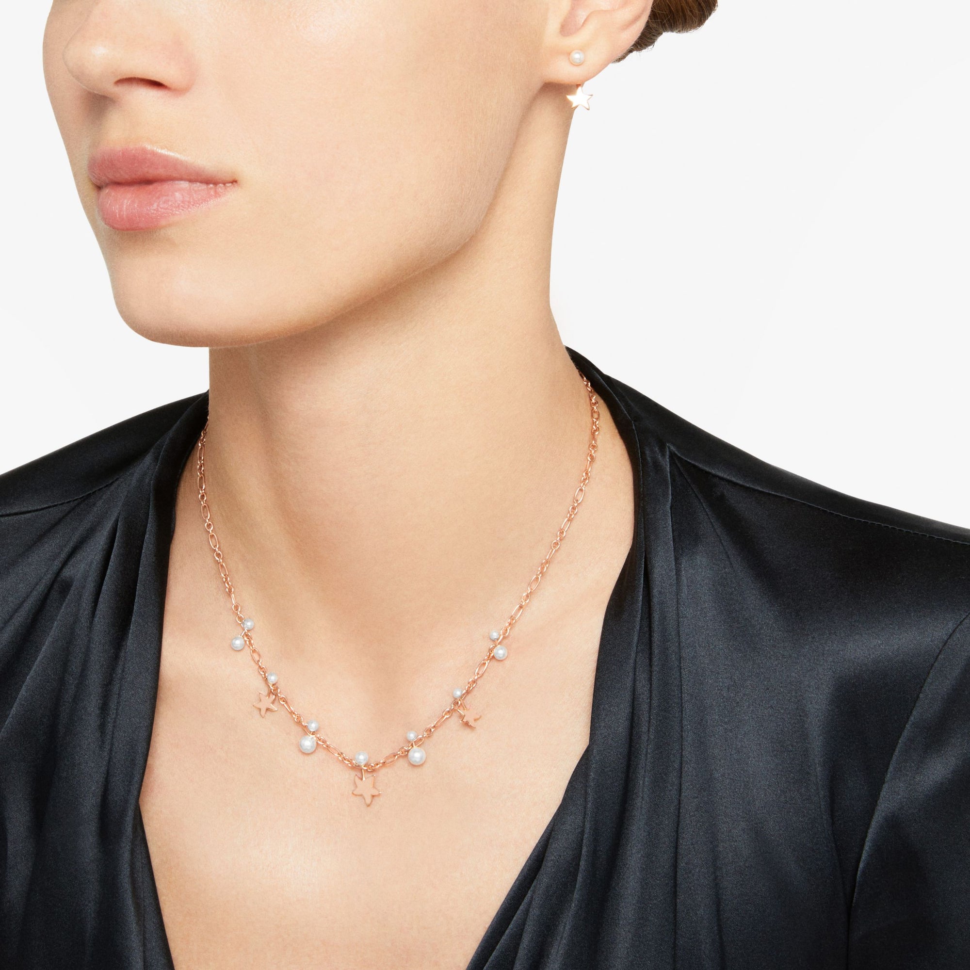 Stellina rose gold & crystal beads Necklace - Rose Gold