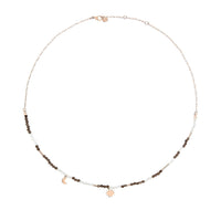 Moon & Sun necklace in 9K rose gold with smoky quartz, moonstone, 2 mini icon charms in 9K rose gold - Rose Gold