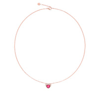 Heart rose gold ruby & white diamonds Necklace - Rose Gold