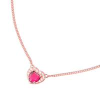 Heart rose gold ruby & white diamonds Necklace - Rose Gold