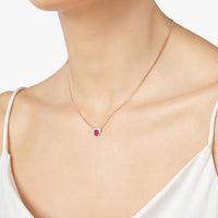 Heart rose gold ruby & white diamonds Necklace - Rose Gold