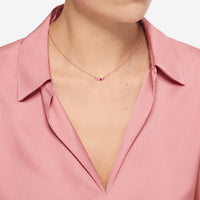 Bollicine necklace in 9K rose gold with 1 pink sapphire (ct 003), 1 ruby (ct 008) and 1 amethyst (ct 001) - Rose Gold