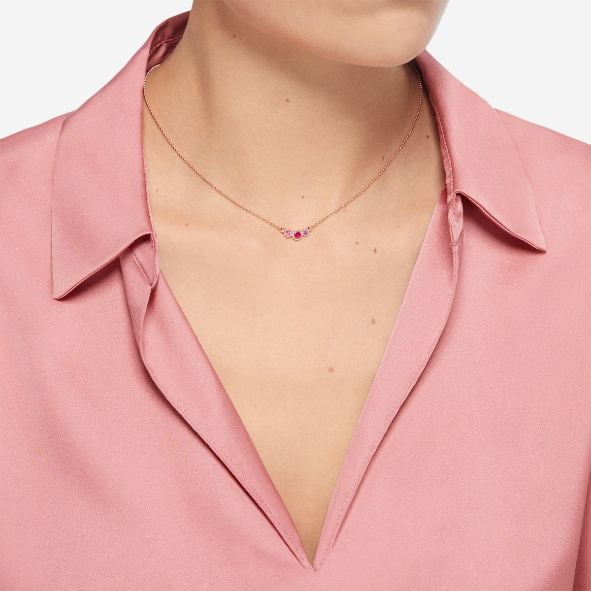Bollicine rose gold sapphire ruby & amethyst Necklace - Rose Gold