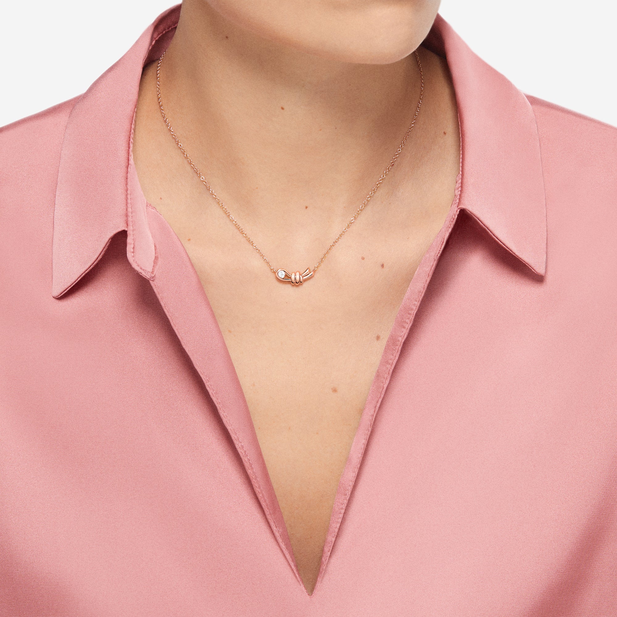 Nodo rose gold & white diamond Necklace - Rose Gold