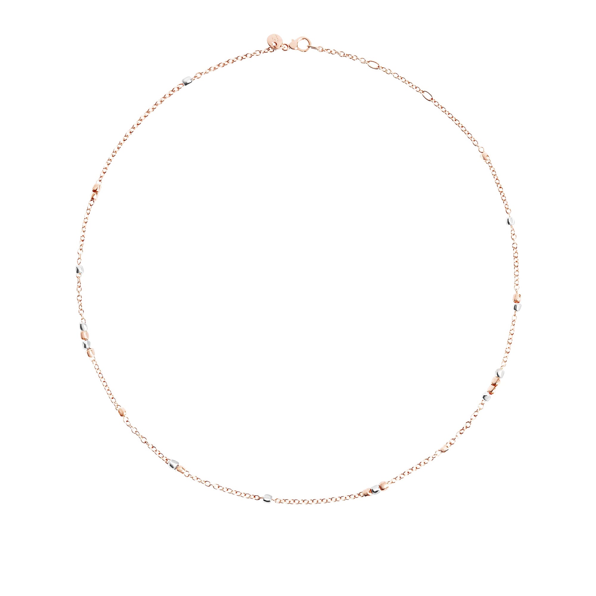 9K rose gold and sterling silver mini Granelli necklace - Rose Gold & Silver