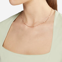 9K rose gold and sterling silver mini Granelli necklace - Rose Gold & Silver