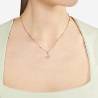 9K rose gold and sterling silver mini Granelli necklace - Rose Gold & Silver