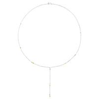 Sterling silver and 18K yellow gold mini Granelli lariat necklace - Yellow Gold & Silver