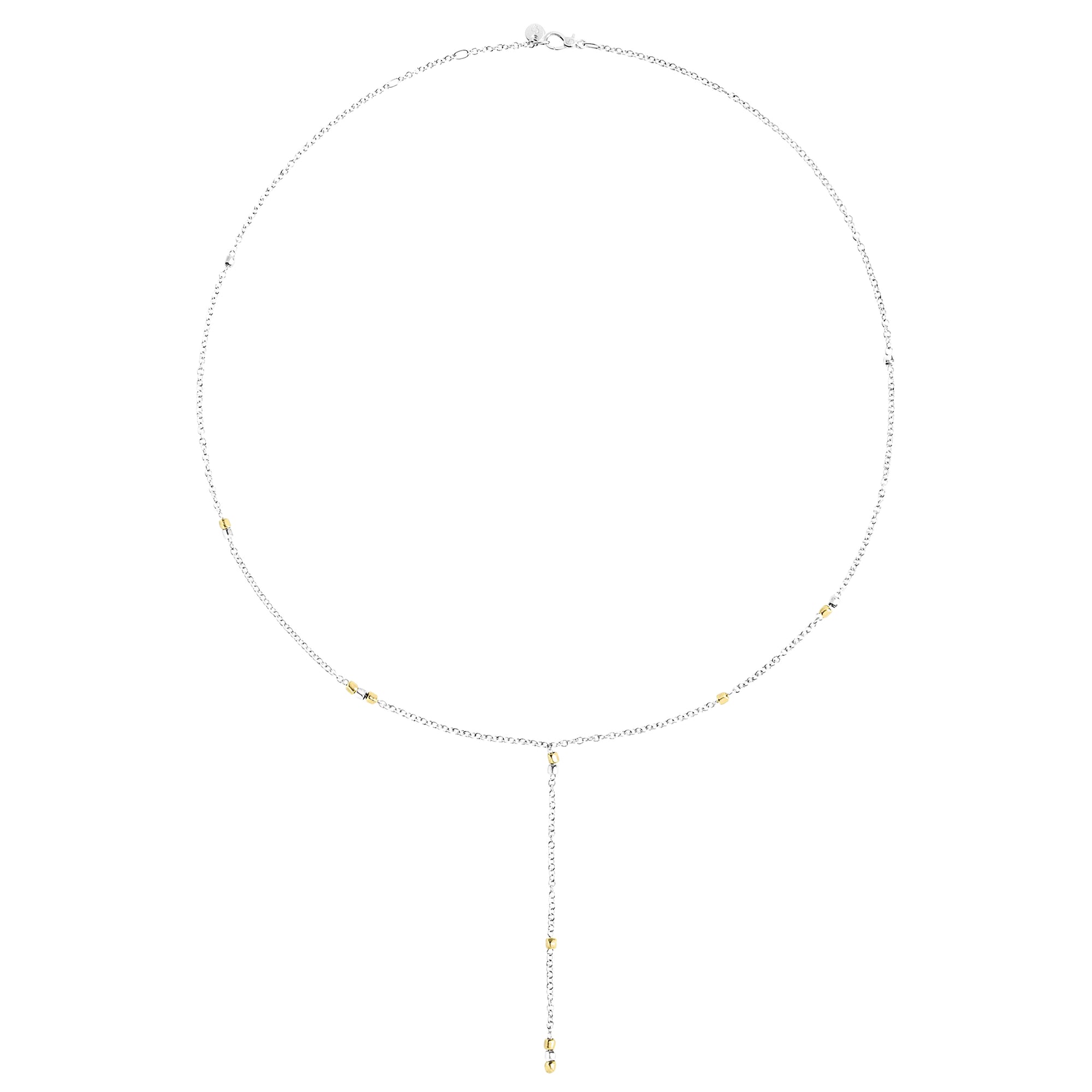 Lariat yellow gold & silver Necklace - Yellow Gold & Silver