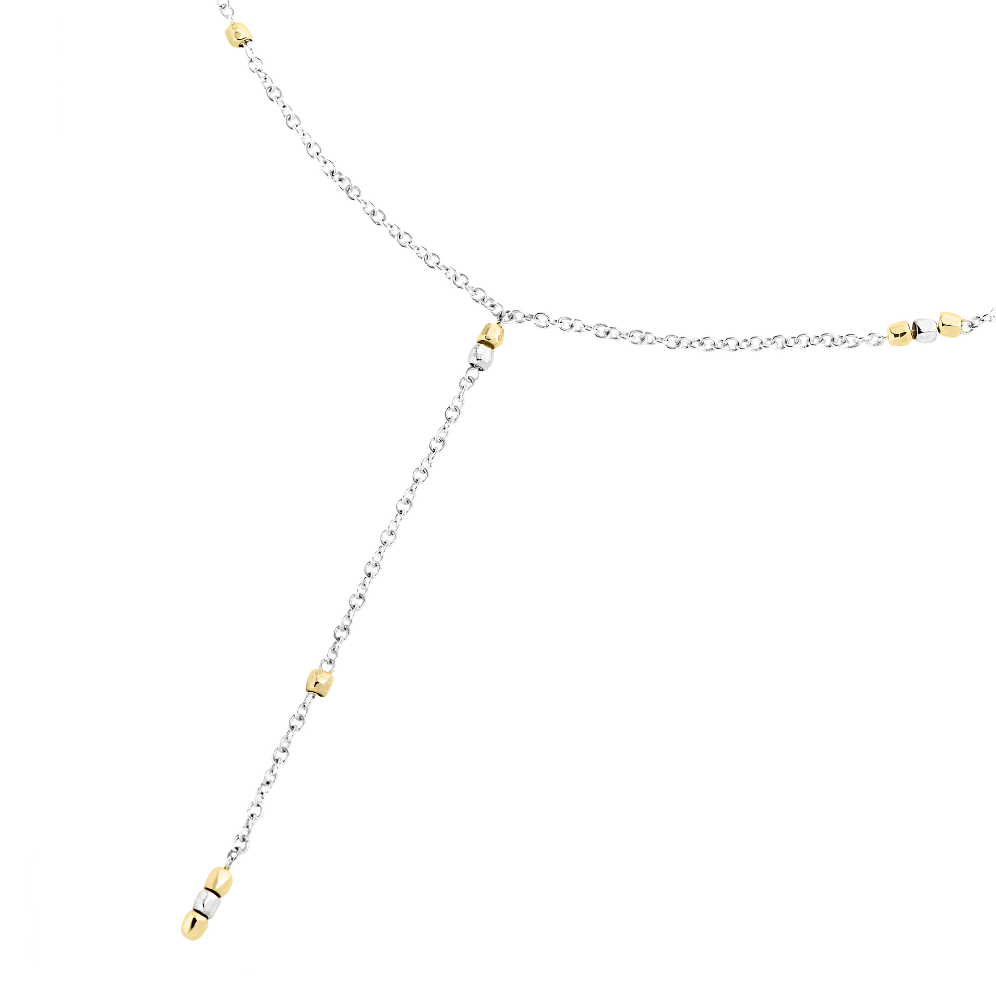 Lariat yellow gold & silver Necklace - Yellow Gold & Silver