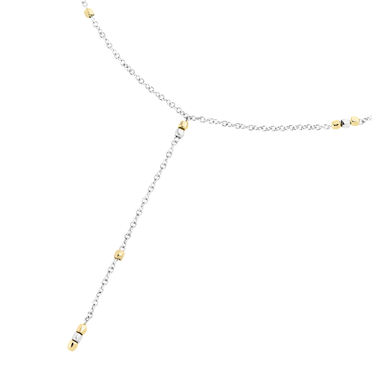 Lariat yellow gold & silver Necklace - Yellow Gold & Silver