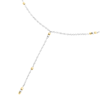 Sterling silver and 18K yellow gold mini Granelli lariat necklace - Yellow Gold & Silver