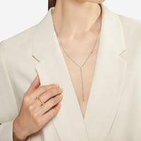 Sterling silver and 18K yellow gold mini Granelli lariat necklace - Yellow Gold & Silver