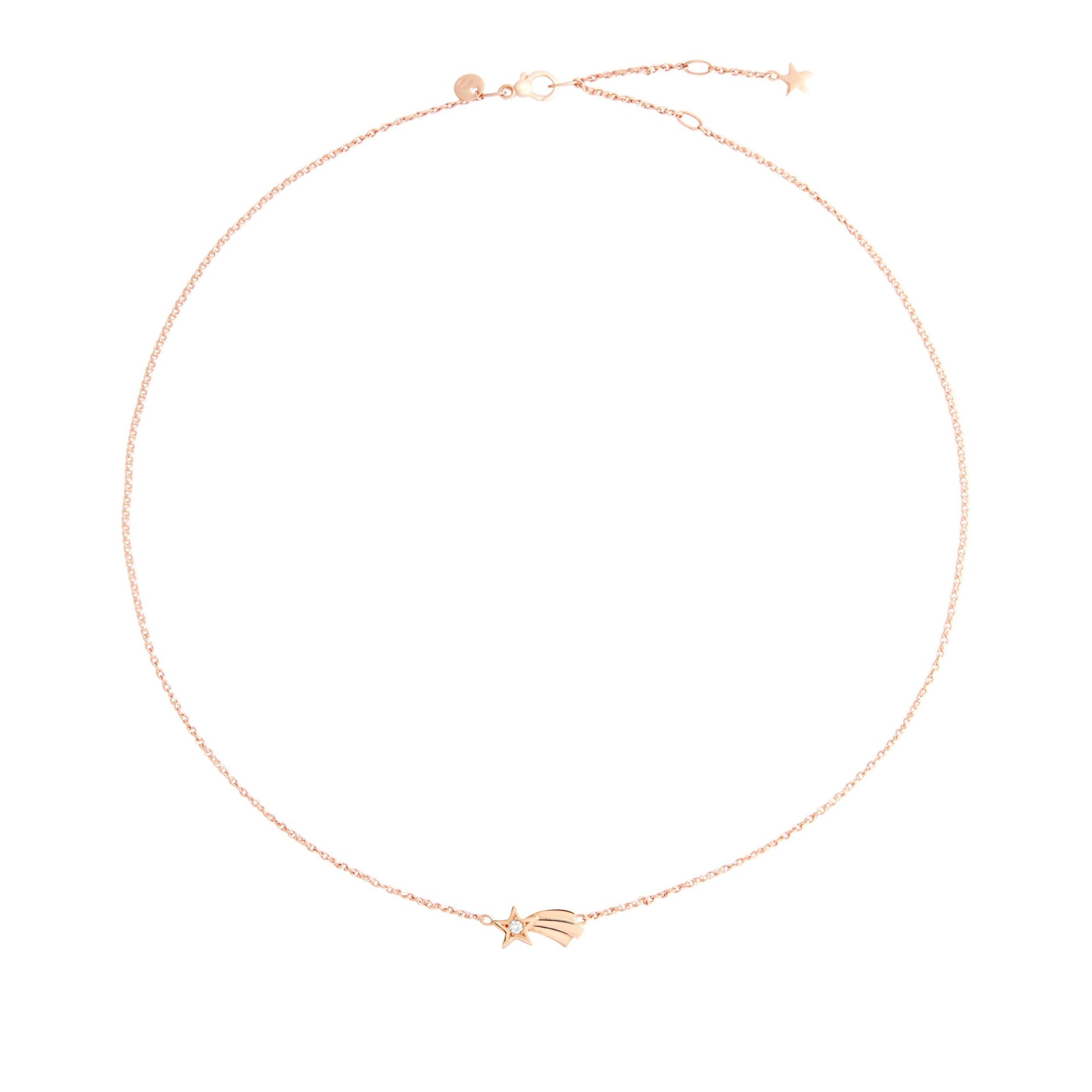 9K rose gold Star Comet necklace with white diamonds (ct 0,02) - Rose Gold
