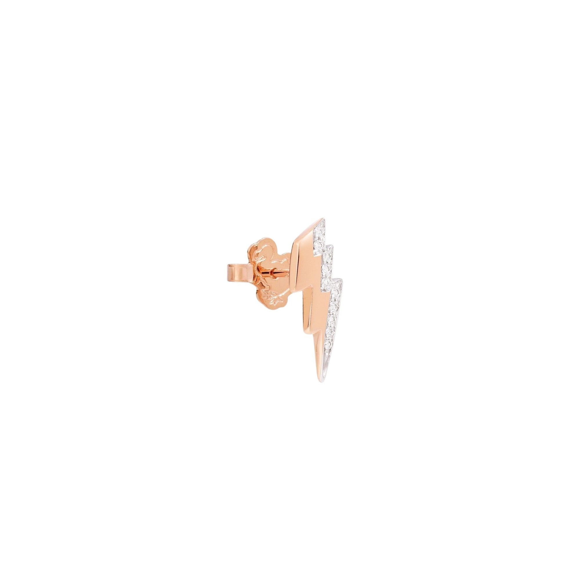 Light rose gold & white diamonds Half Pair earring - Rose Gold