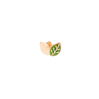 9kt rose gold leaf green enamel earring - Rose Gold