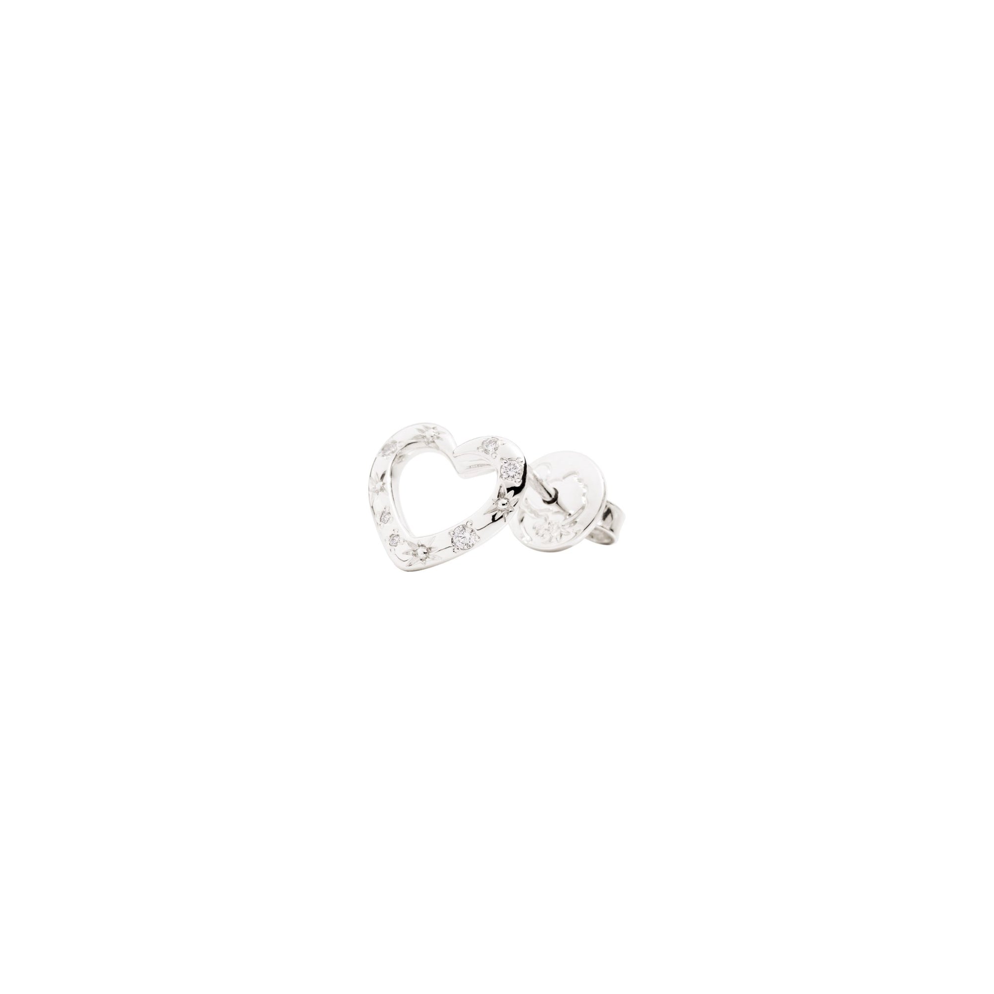 Heart white gold & diamonds Stud Half-pair earring - Rose Gold
