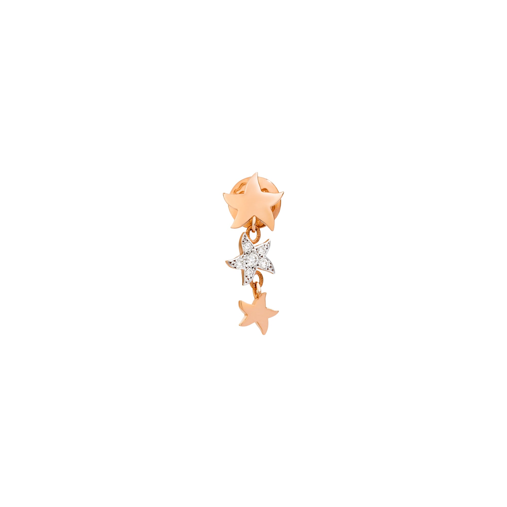 Star rose gold & diamonds Stud Half-pair earring - Rose Gold