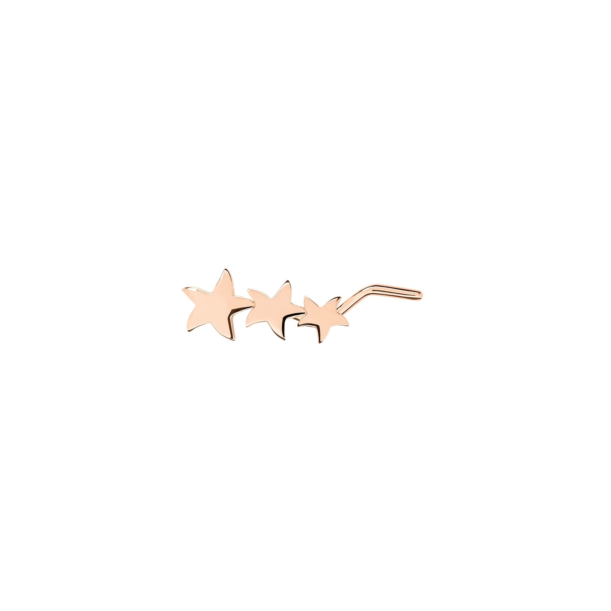 Crawler earring with stars in 9K rose gold - Rose Gold