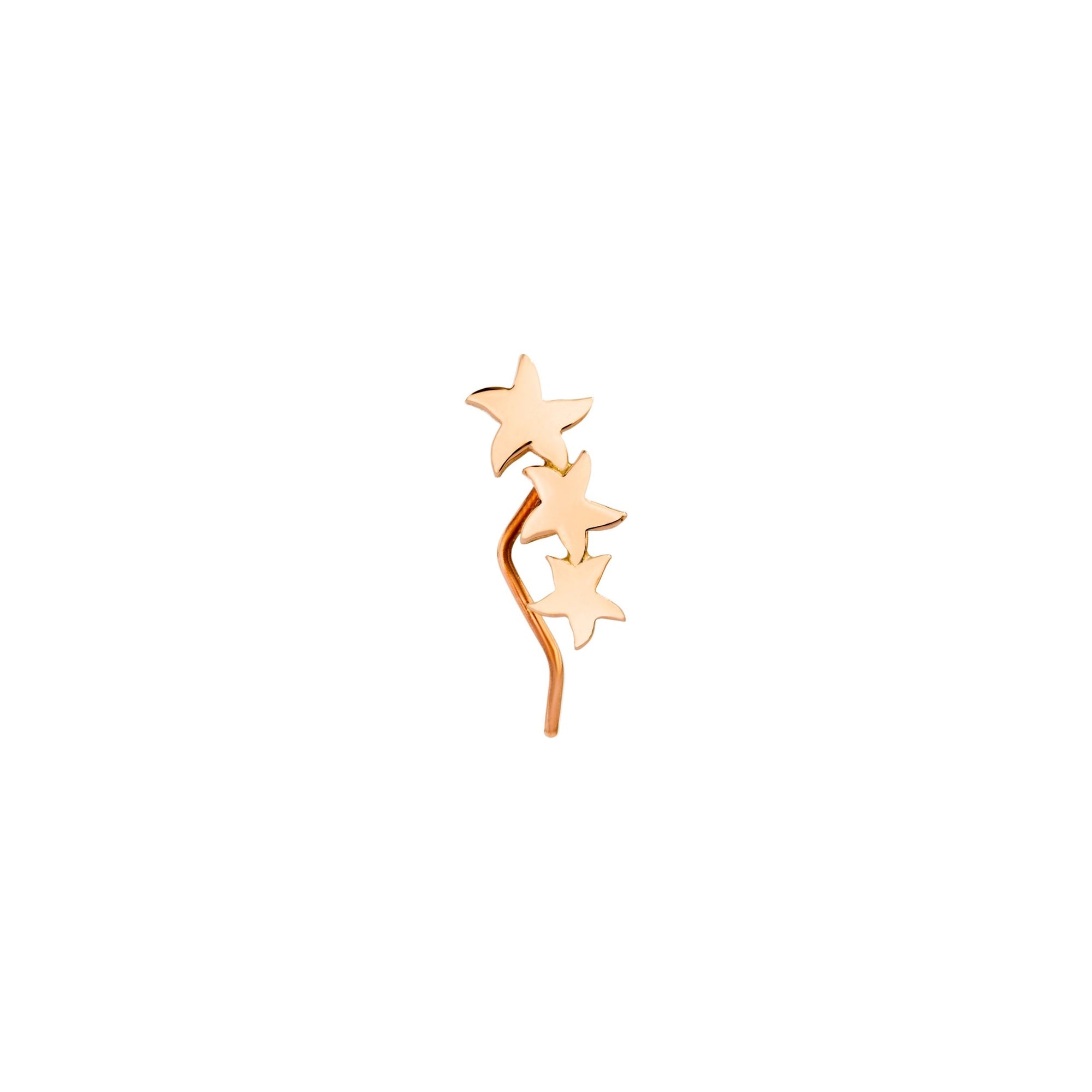 Crawler earring with stars in 9K rose gold - Rose Gold