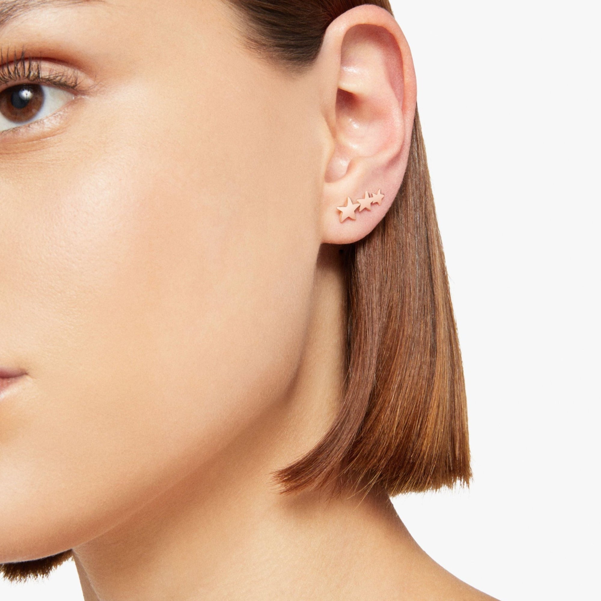 Crawler earring with stars in 9K rose gold - Rose Gold