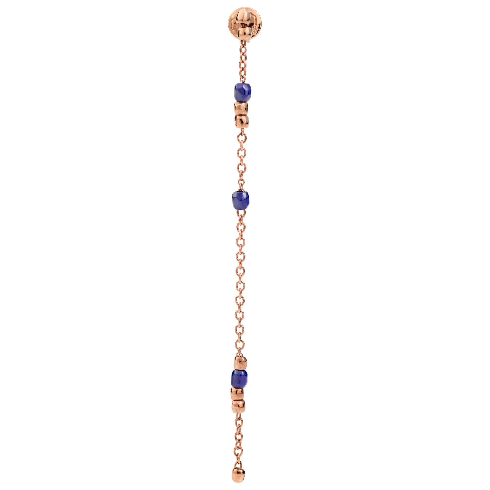 Mini granelli pendant earring in 9K rose gold and blue ceramic Half pair - Rose Gold