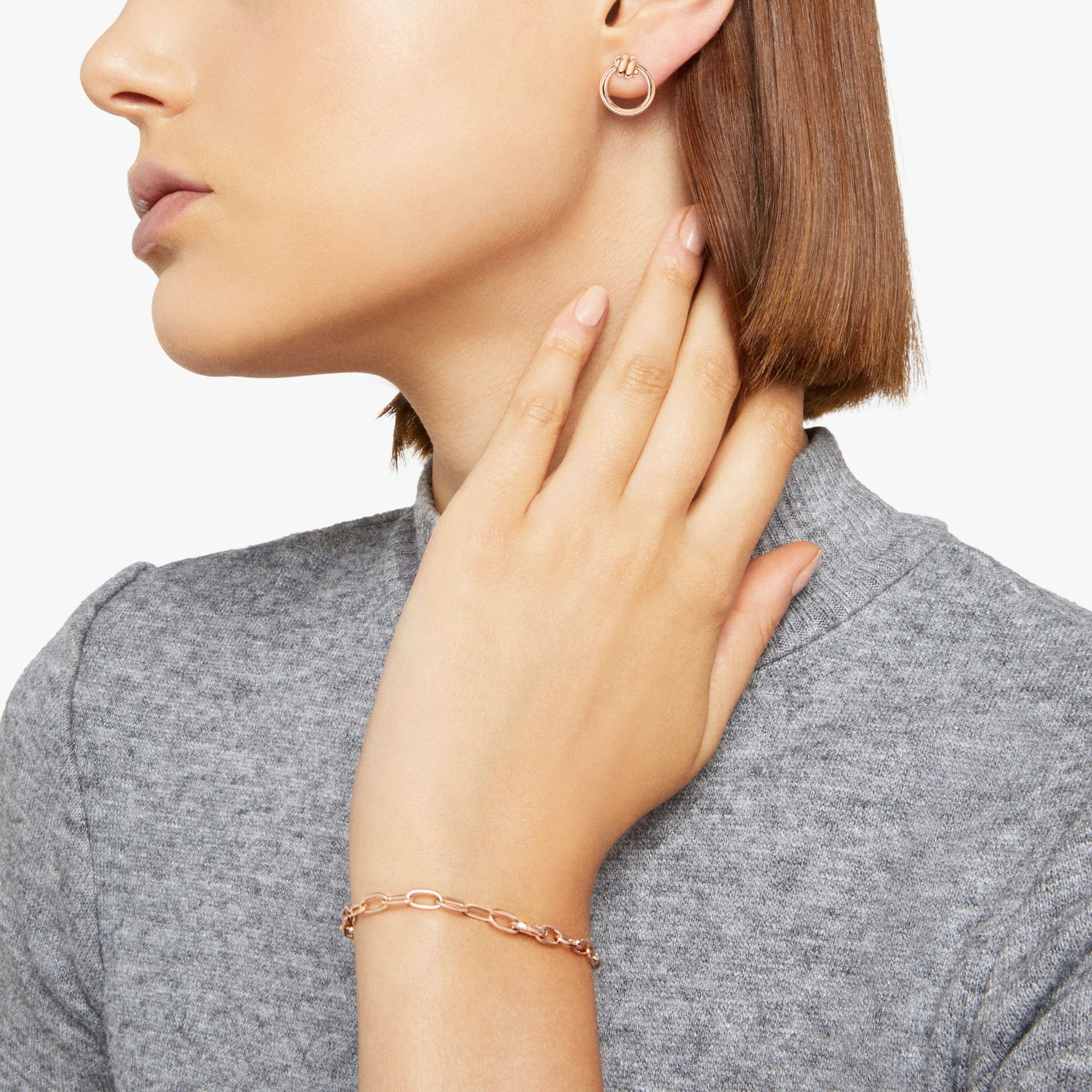 Nodo rose gold Stud Half-pair earring - Rose Gold