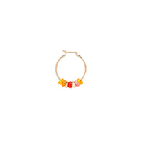 Rondelle rose gold plated silver & recycled plastic Hoop Half-pair earring - Rose Gold & Orange