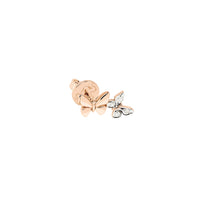 Butterfly stud earring in 9K rose gold with 4 white diamonds (ct 004) Left earring, half pair - Rose Gold