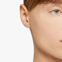 Butterfly stud earring in 9K rose gold with 4 white diamonds (ct 004) Left earring, half pair - Rose Gold