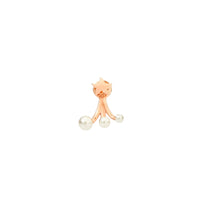 Stellina pierced earring in 9K rose gold with 3 crystal beads Left earring Half pair - Rose Gold
