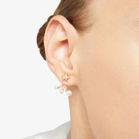 Stellina pierced earring in 9K rose gold with 3 crystal beads Right earring Half pair - Rose Gold