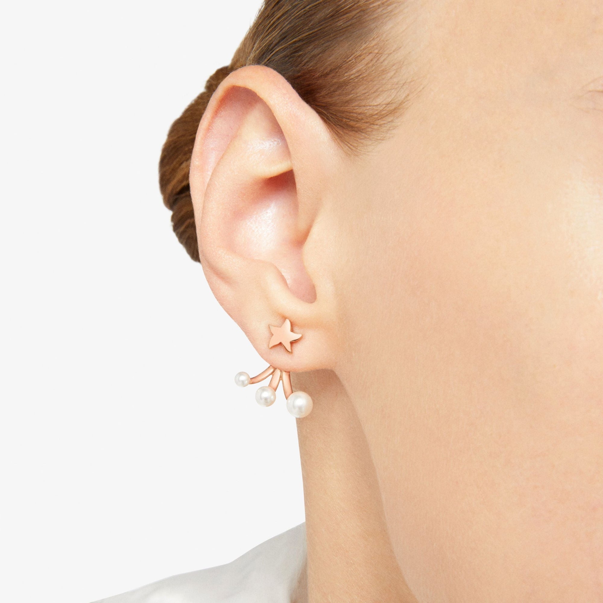 Stellina rose gold & crystal beads Half-pair right earring - Rose Gold