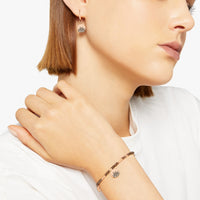 Hanging Moon & Sun earrings in 9K rose gold with 13 brown diamonds (ct 0086) Half pair - Rose Gold