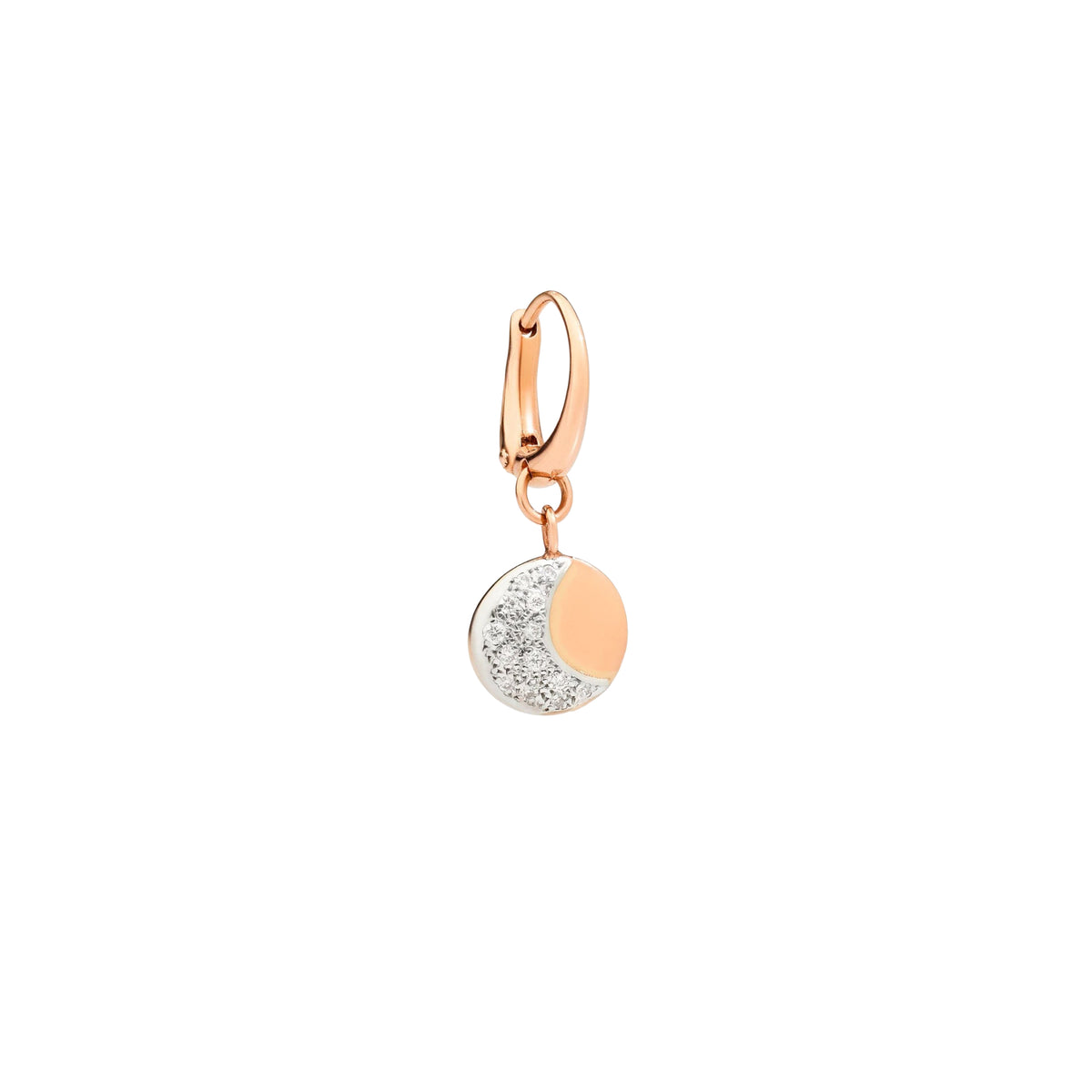 Moon & Sun rose gold & white diamonds Half-pair Earring - Rose Gold