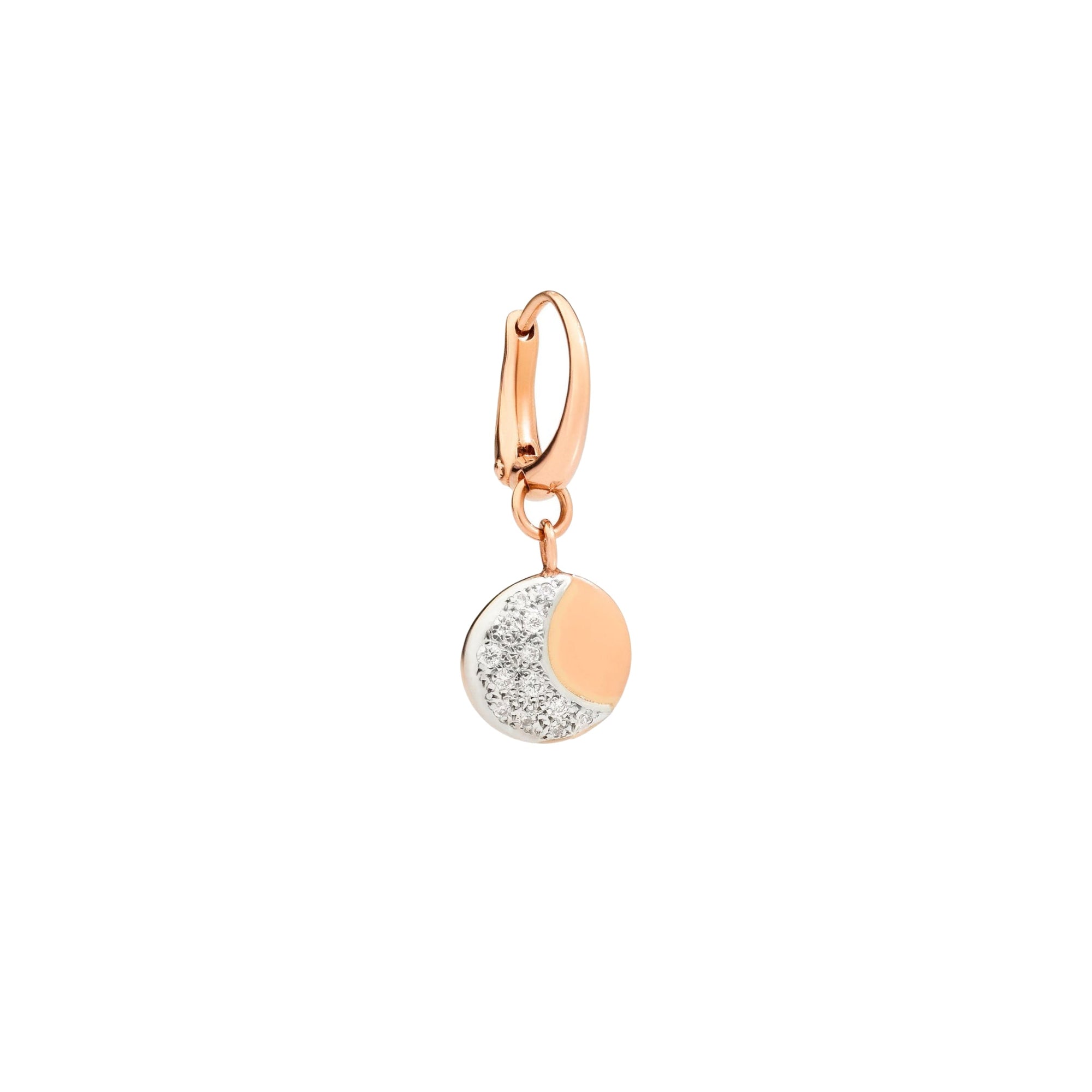 Hanging Moon & Sun earrings in 9K rose gold with 13 white diamonds (ct 0086) Half pair - Rose Gold