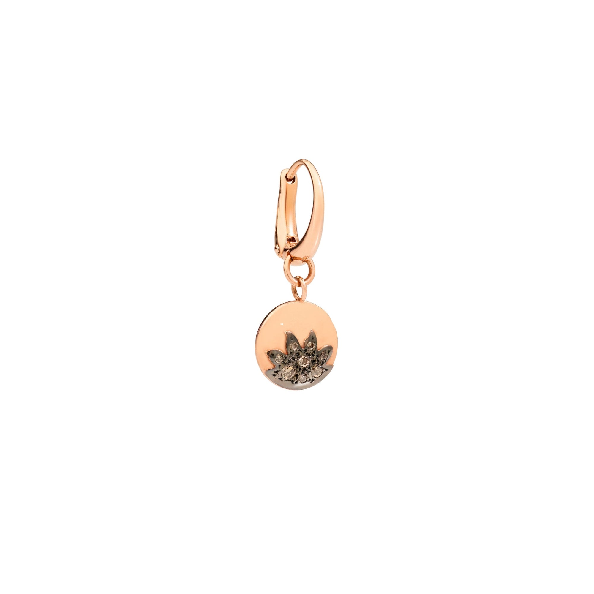 Hanging Moon & Sun earrings in 9K rose gold with 13 brown diamonds (ct 0086) Half pair - Rose Gold