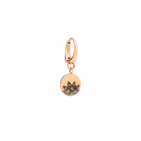 Moon & sun rose gold & diamonds Half-pair earring - Rose Gold & Brown