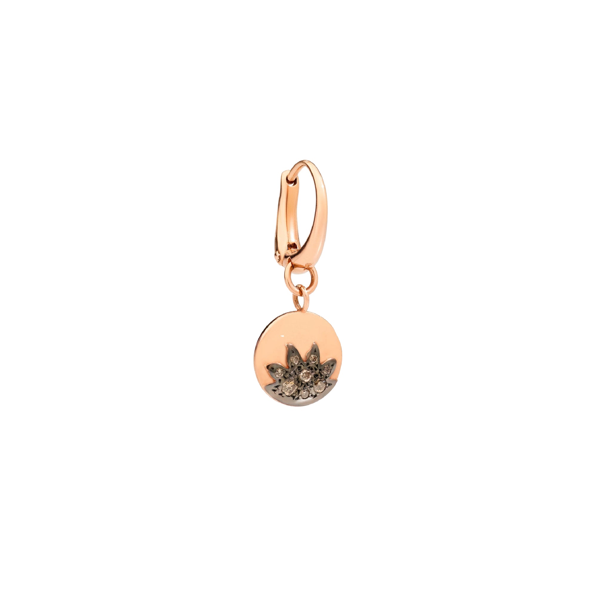 Moon & sun rose gold & diamonds Half-pair earring - Rose Gold & Brown