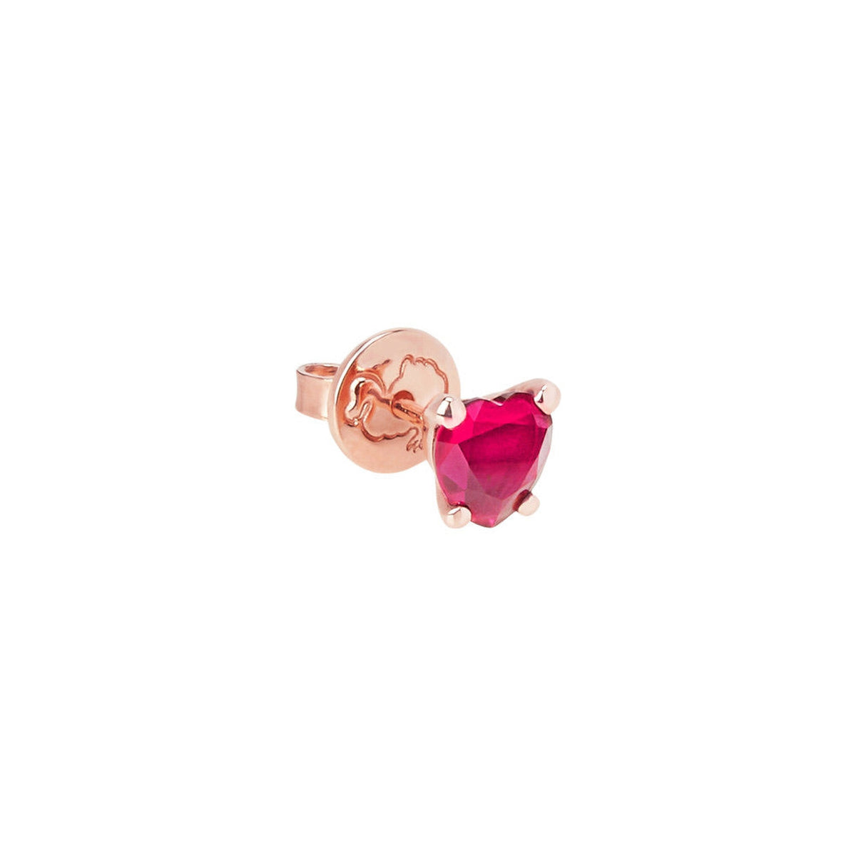 Heart rose gold & ruby Half-pair Earring - Rose Gold