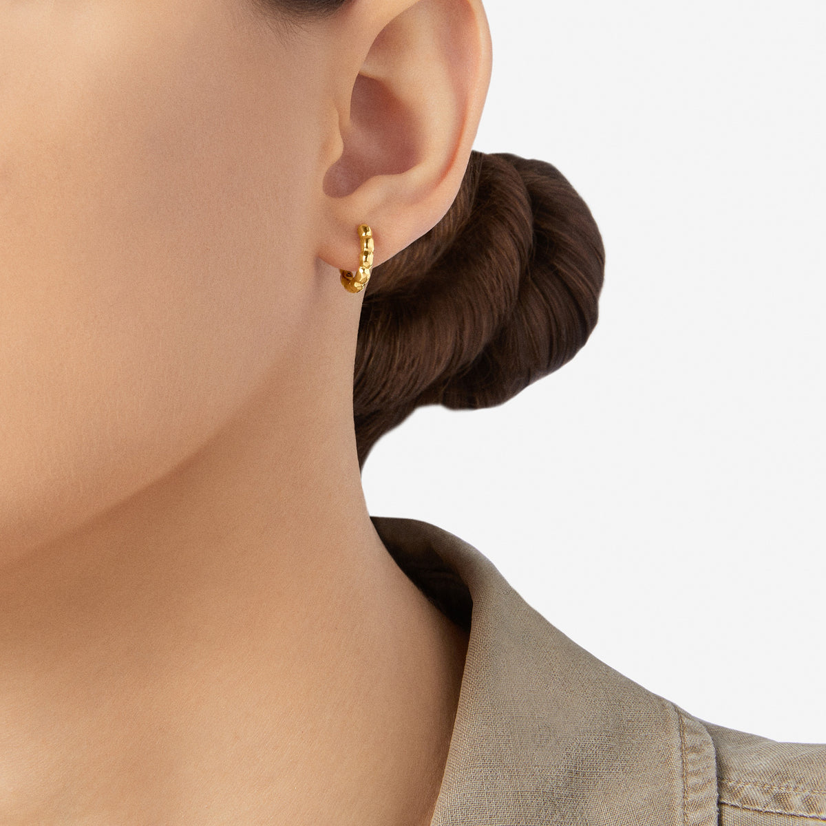 Granelli yellow gold Half-pair Earring - Yellow Gold