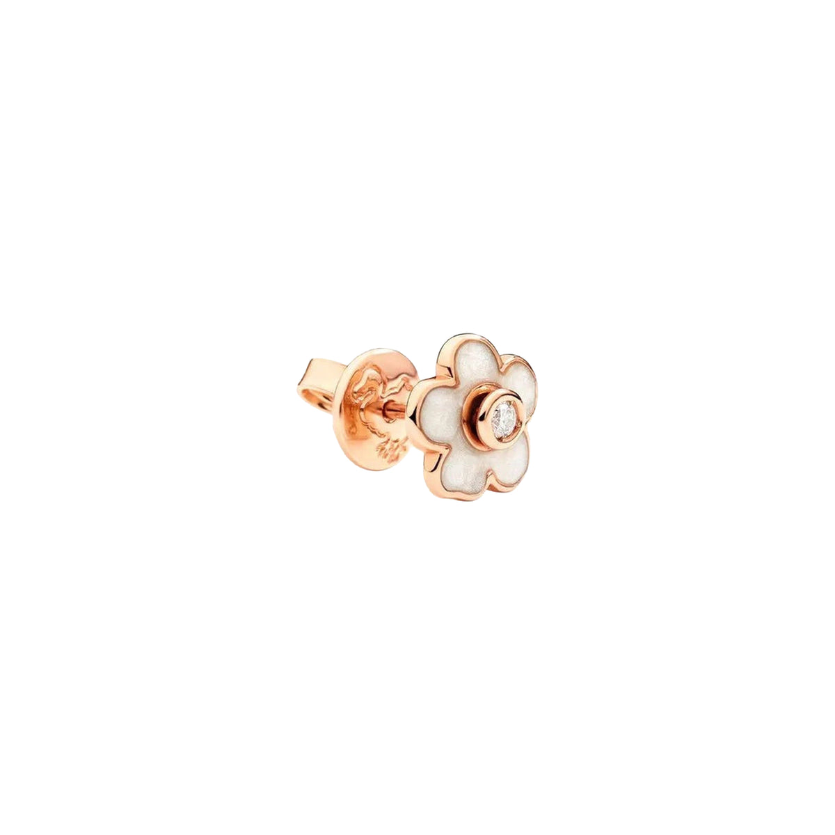 Flower rose gold & mother of pearl diamond Half-Pair Stud Earring - Rose Gold