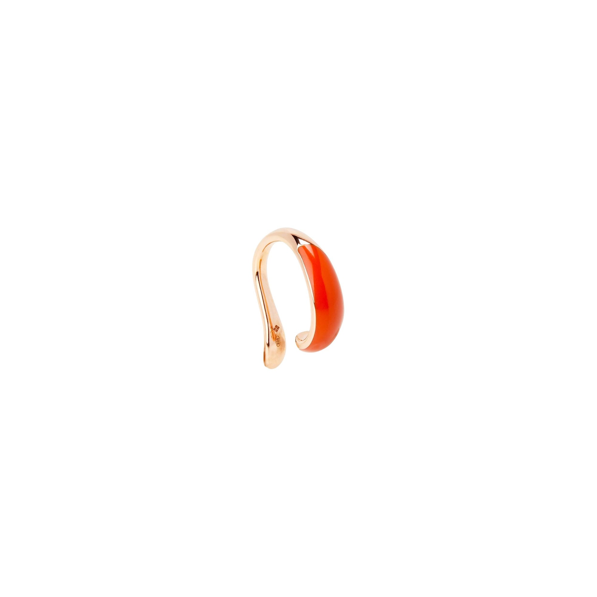 Rondelle earcuff in 18K rose gold plated silver and red enamel - Silver